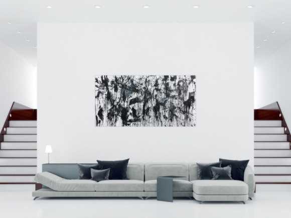 Abstraktes Acrylbild in schwarz weiß modern und zeitgenössich