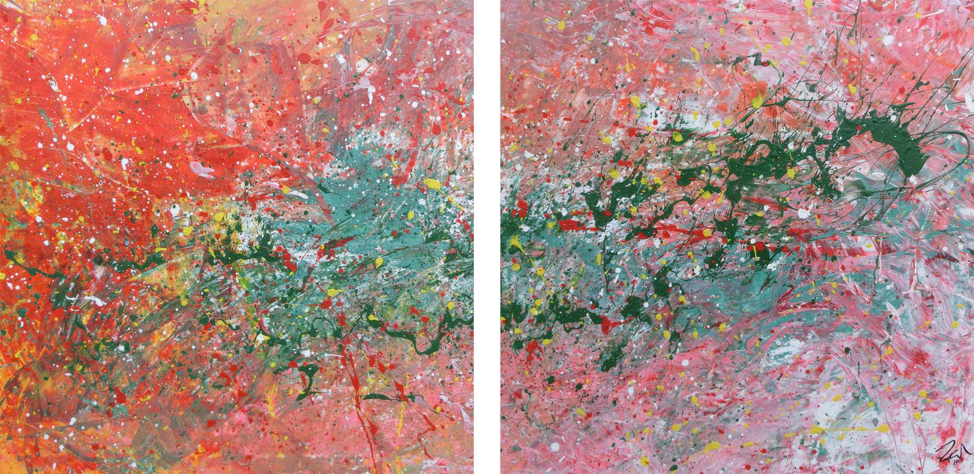 Abstraktes Acrylbild aus zwei Teilen sehr modern