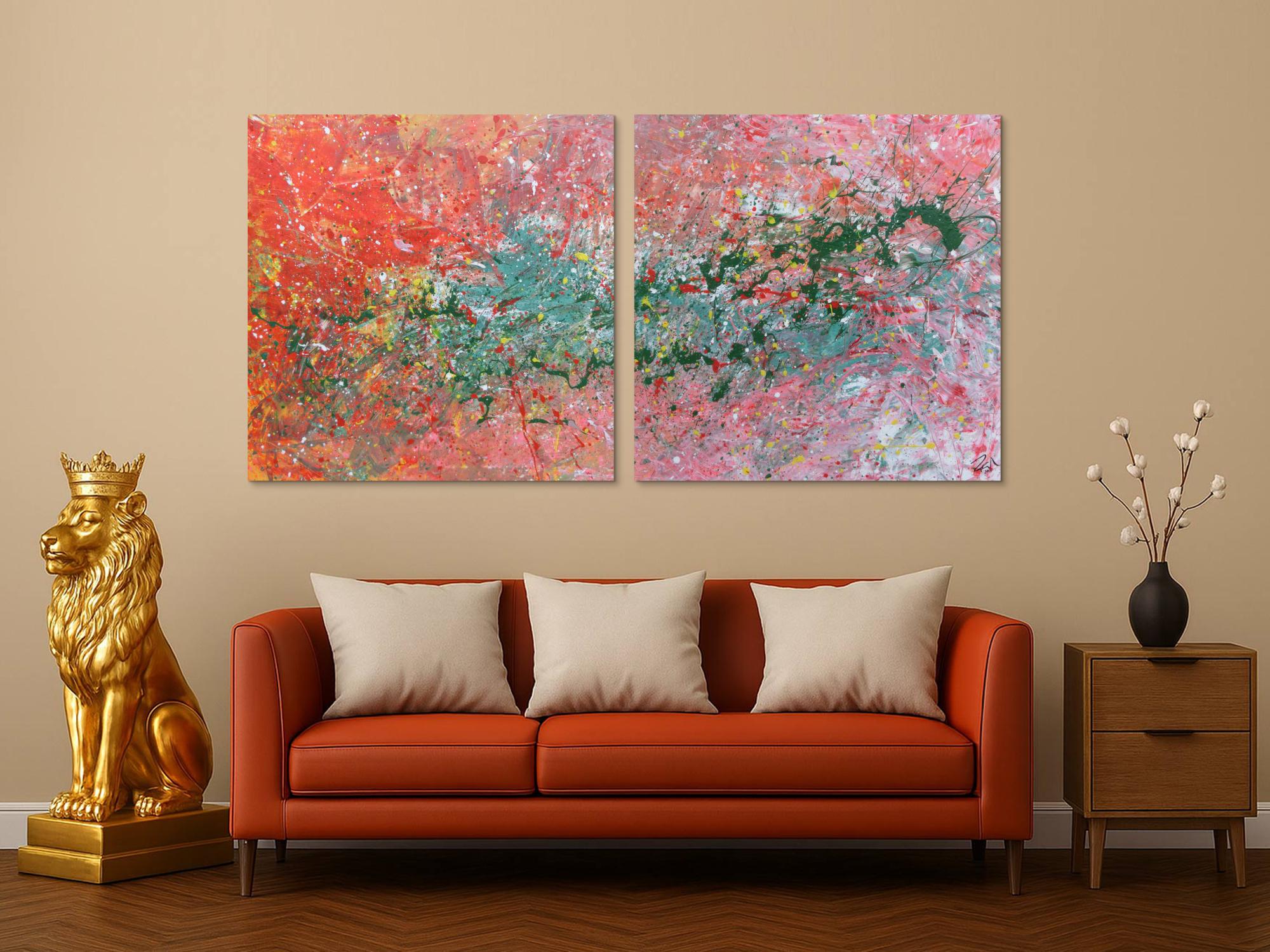 Abstraktes Acrylbild aus zwei Teilen sehr modern