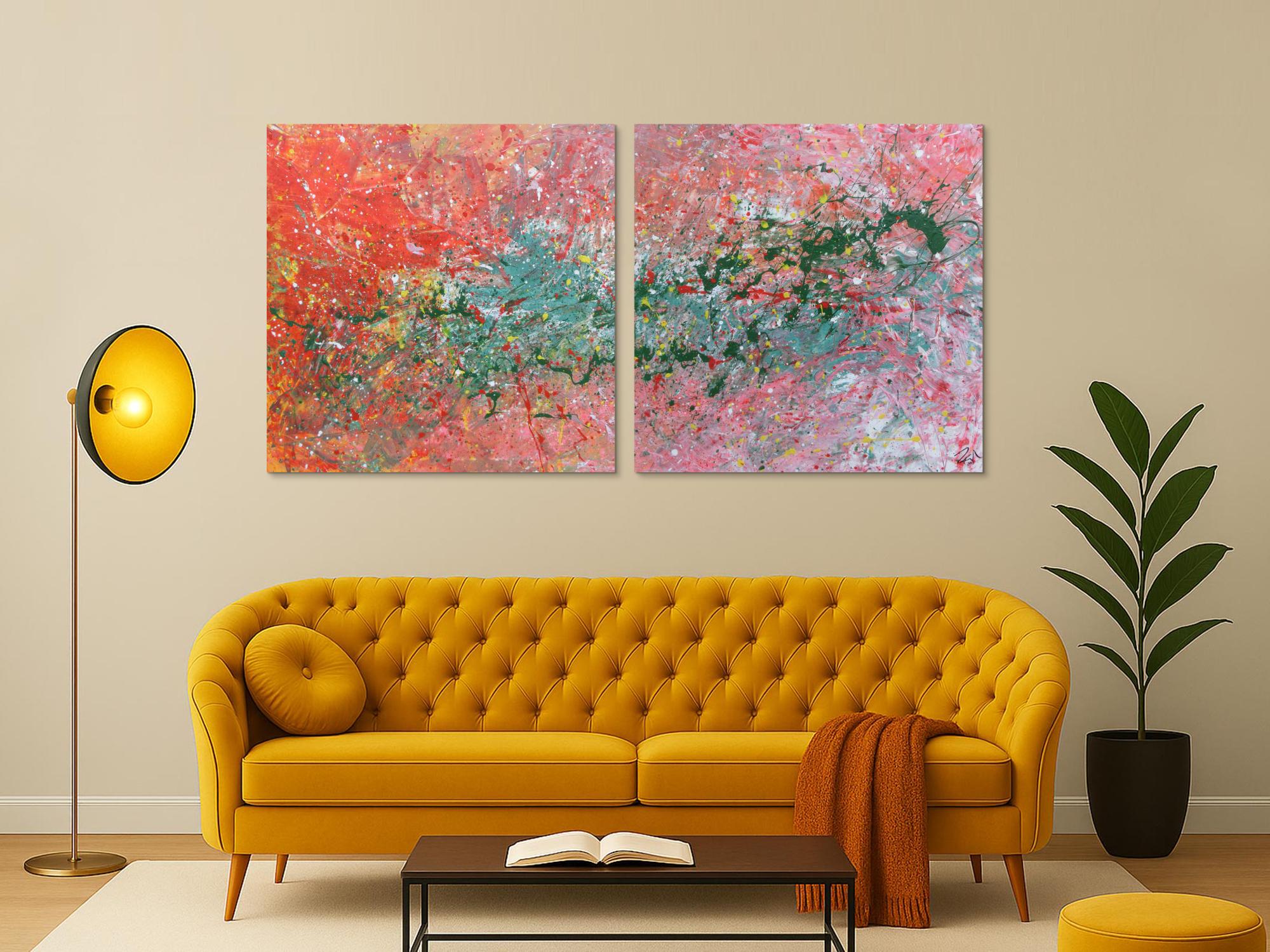 Abstraktes Acrylbild aus zwei Teilen sehr modern