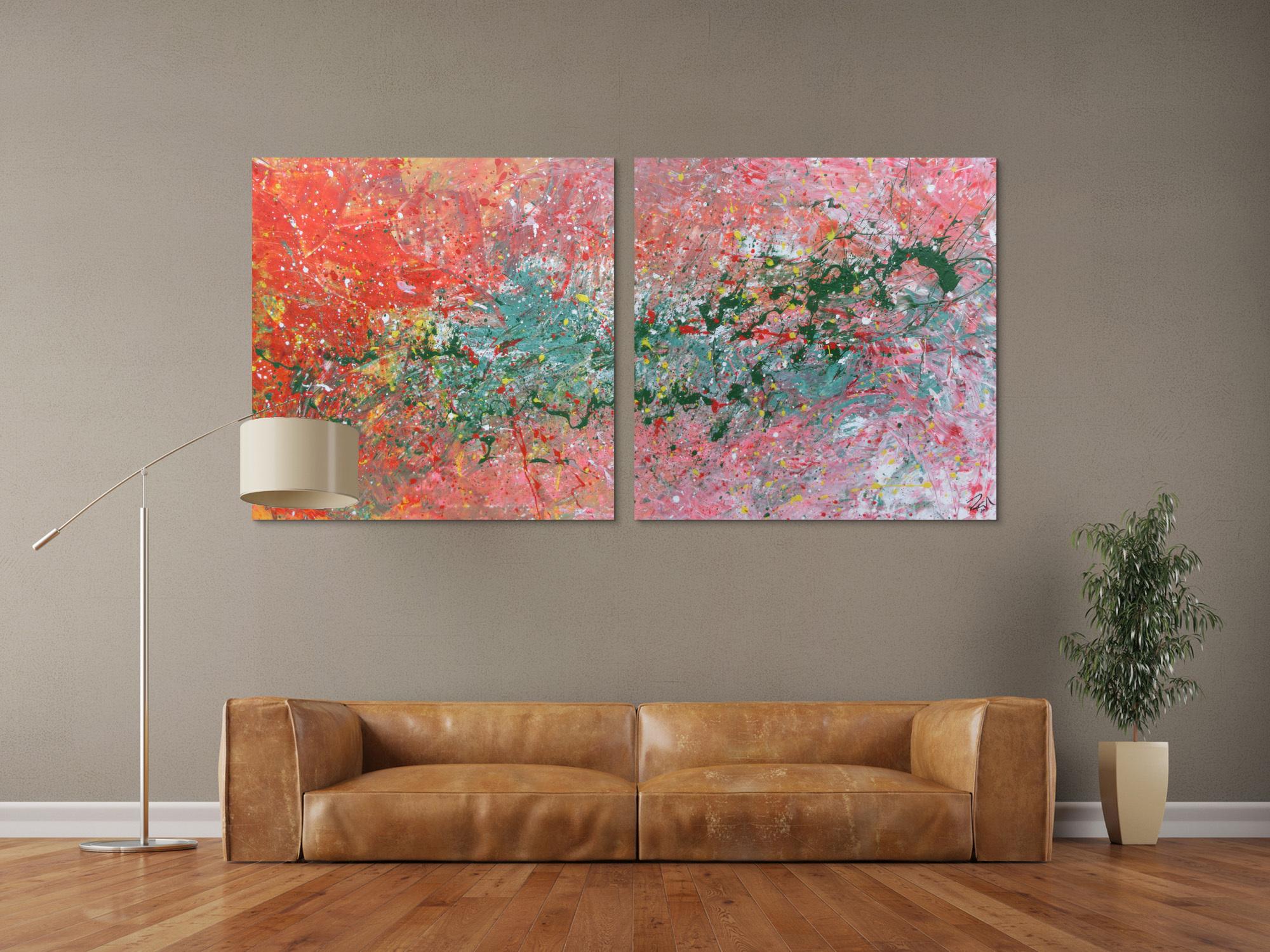 Abstraktes Acrylbild aus zwei Teilen sehr modern