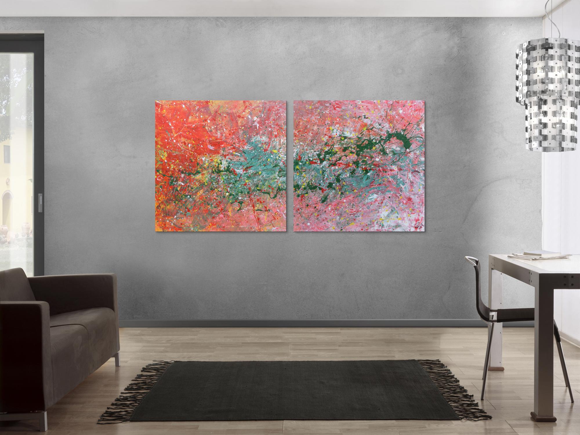 Abstraktes Acrylbild aus zwei Teilen sehr modern