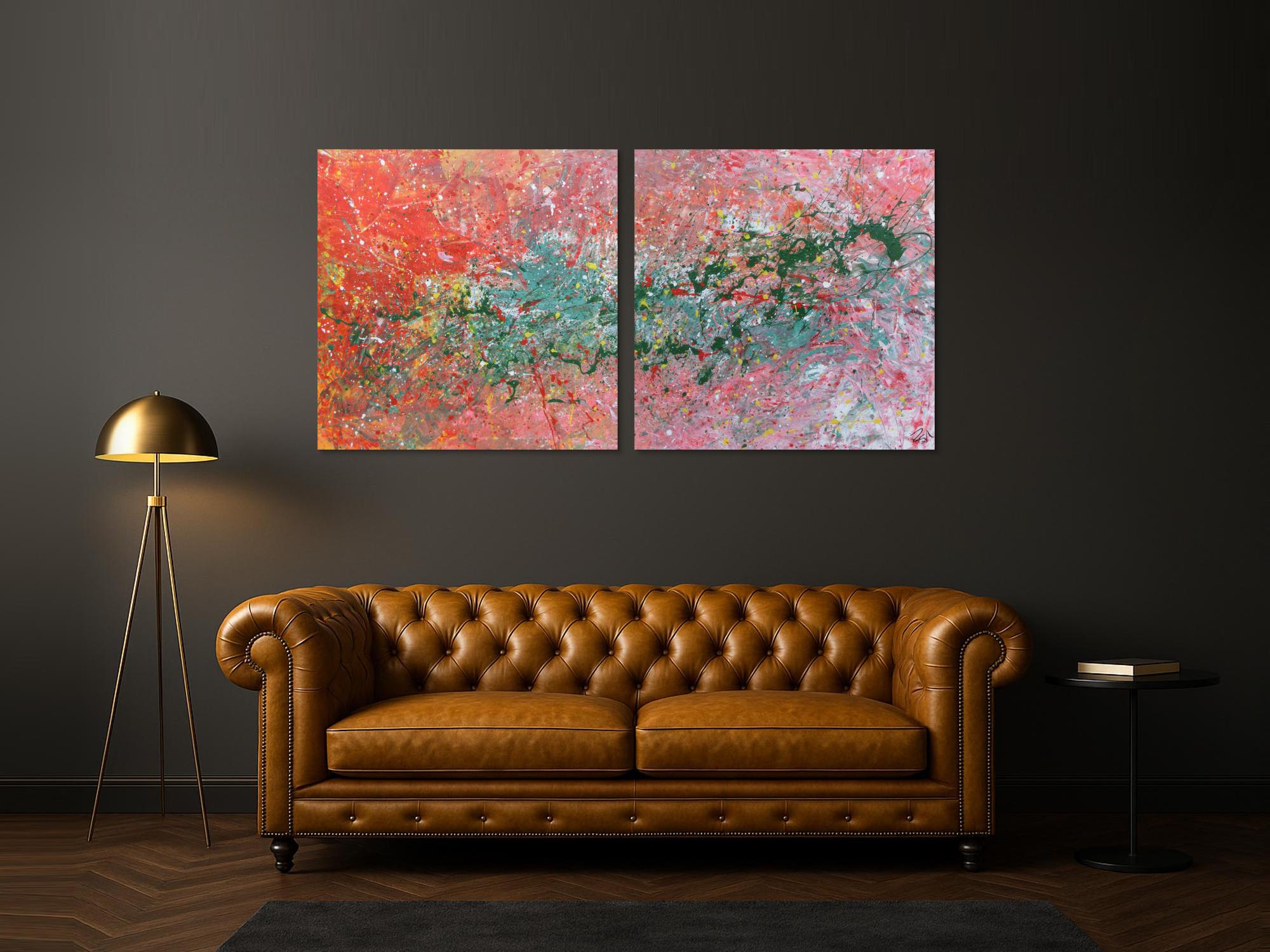 Abstraktes Acrylbild aus zwei Teilen sehr modern