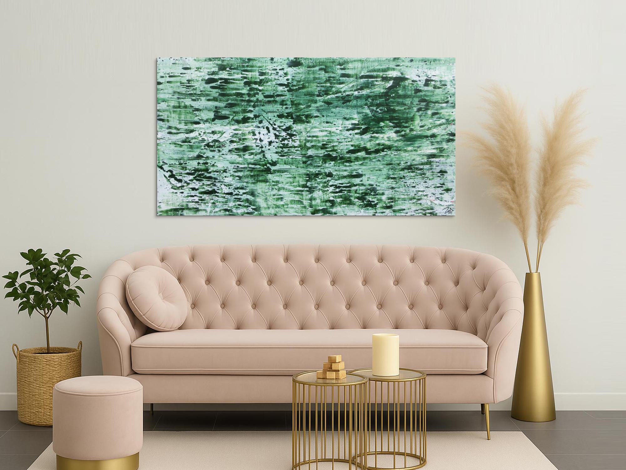 Abstraktes Acrylbild in rün und weiß sehr modern