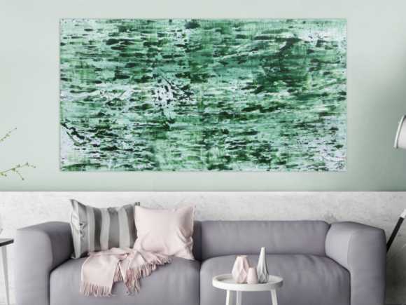 Abstraktes Acrylbild in rün und weiß sehr modern