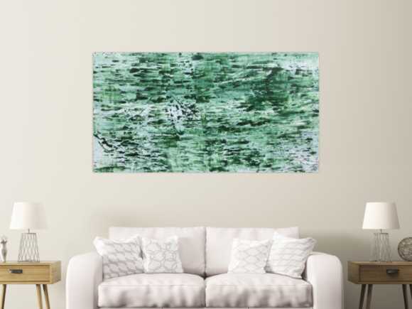 Abstraktes Acrylbild in rün und weiß sehr modern