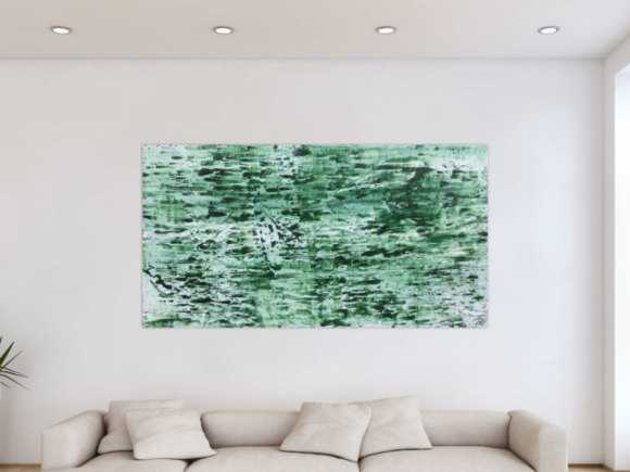 Abstraktes Acrylbild in rün und weiß sehr modern
