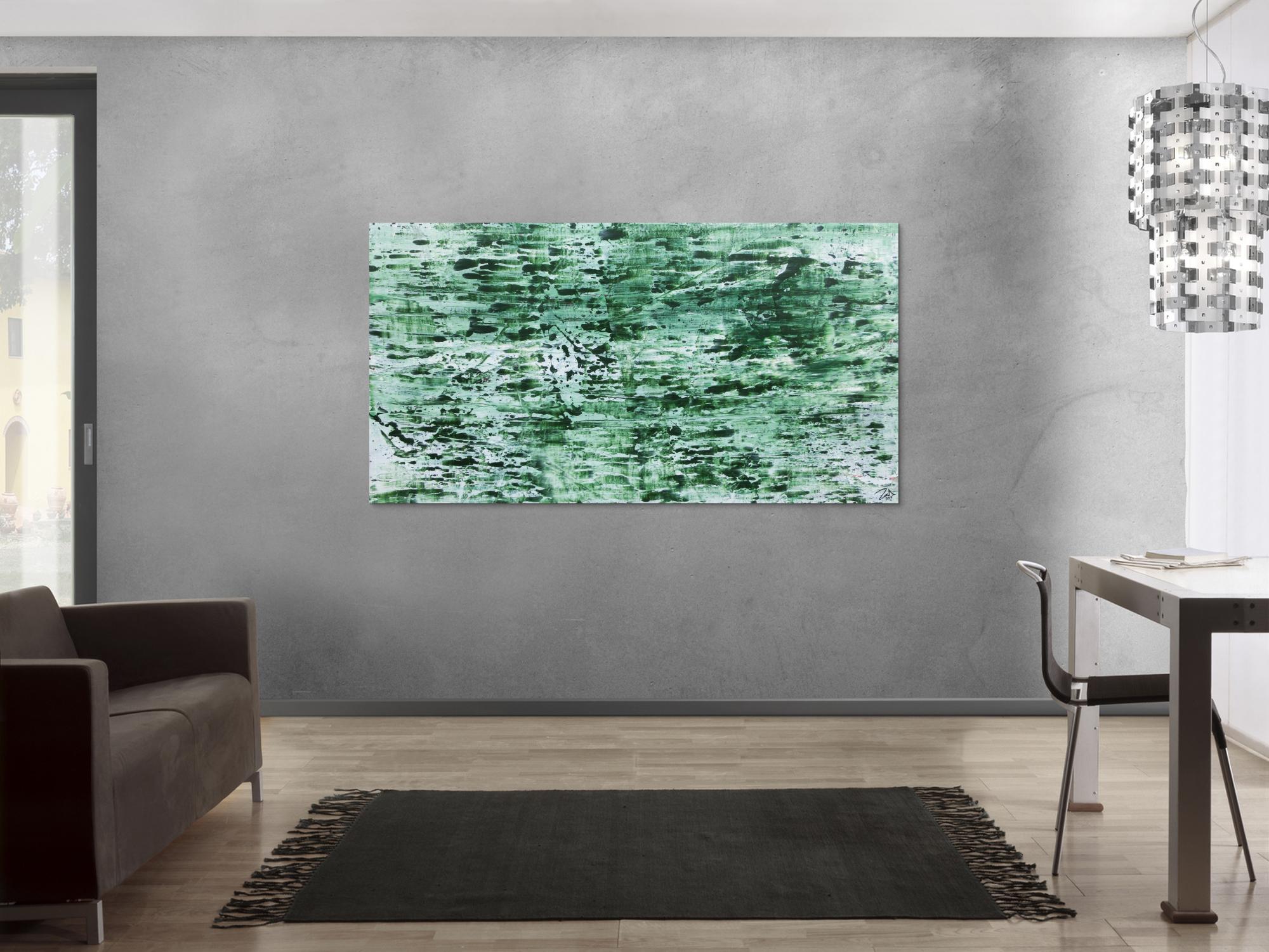 Abstraktes Acrylbild in rün und weiß sehr modern