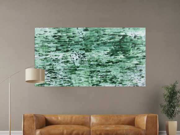 Abstraktes Acrylbild in rün und weiß sehr modern