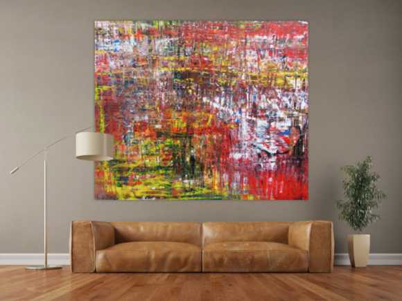 Modernes abstraktes Acrylgemälde mit viel rot
