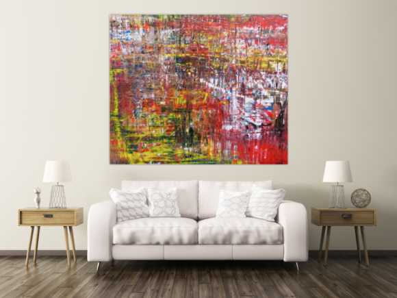 Modernes abstraktes Acrylgemälde mit viel rot