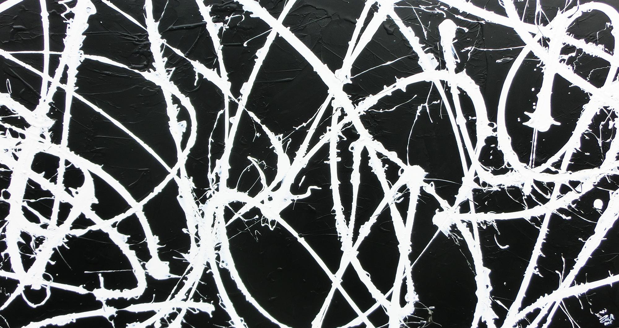 Abstraktes Acrylbild minimalistisch in schwarz weiß sehr modern