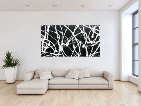 Abstraktes Acrylbild minimalistisch in schwarz weiß sehr modern