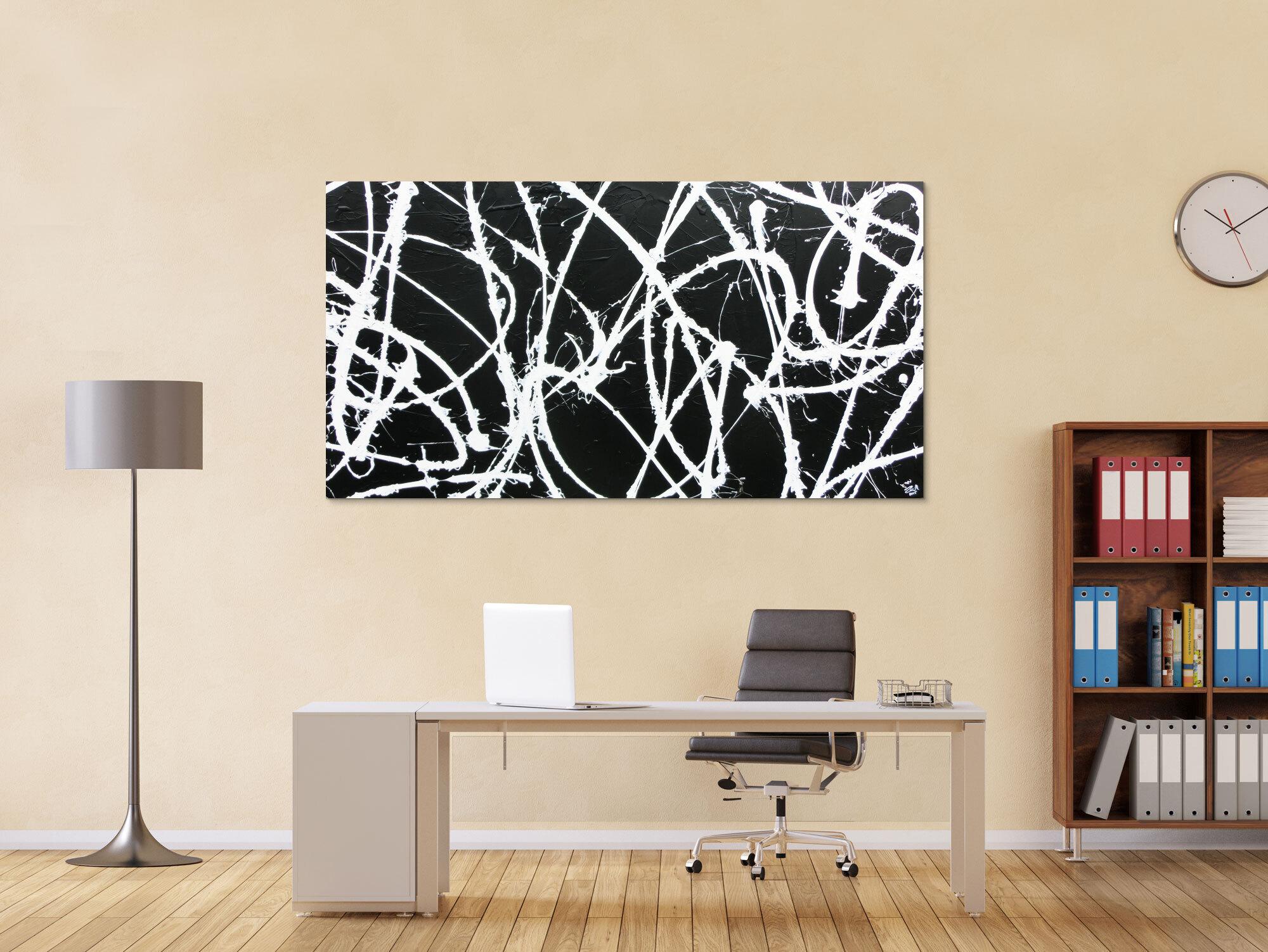 Abstraktes Acrylbild minimalistisch in schwarz weiß sehr modern