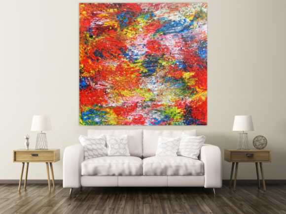 Buntes abstraktes Acrylbil mit vielen Farben modern und zeitgenössisch