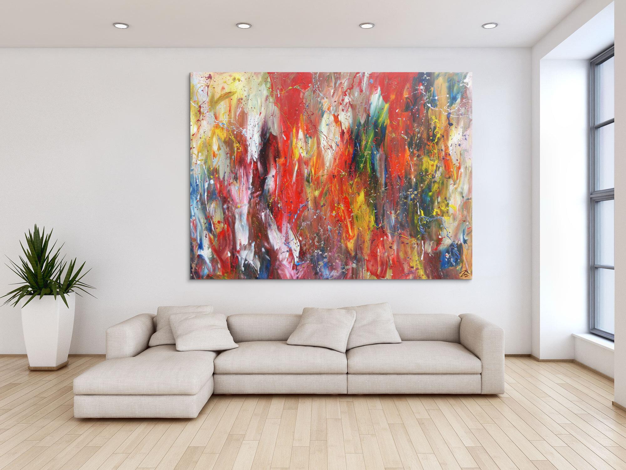 Abstraktes Acrylbild bunt modern viele Farben