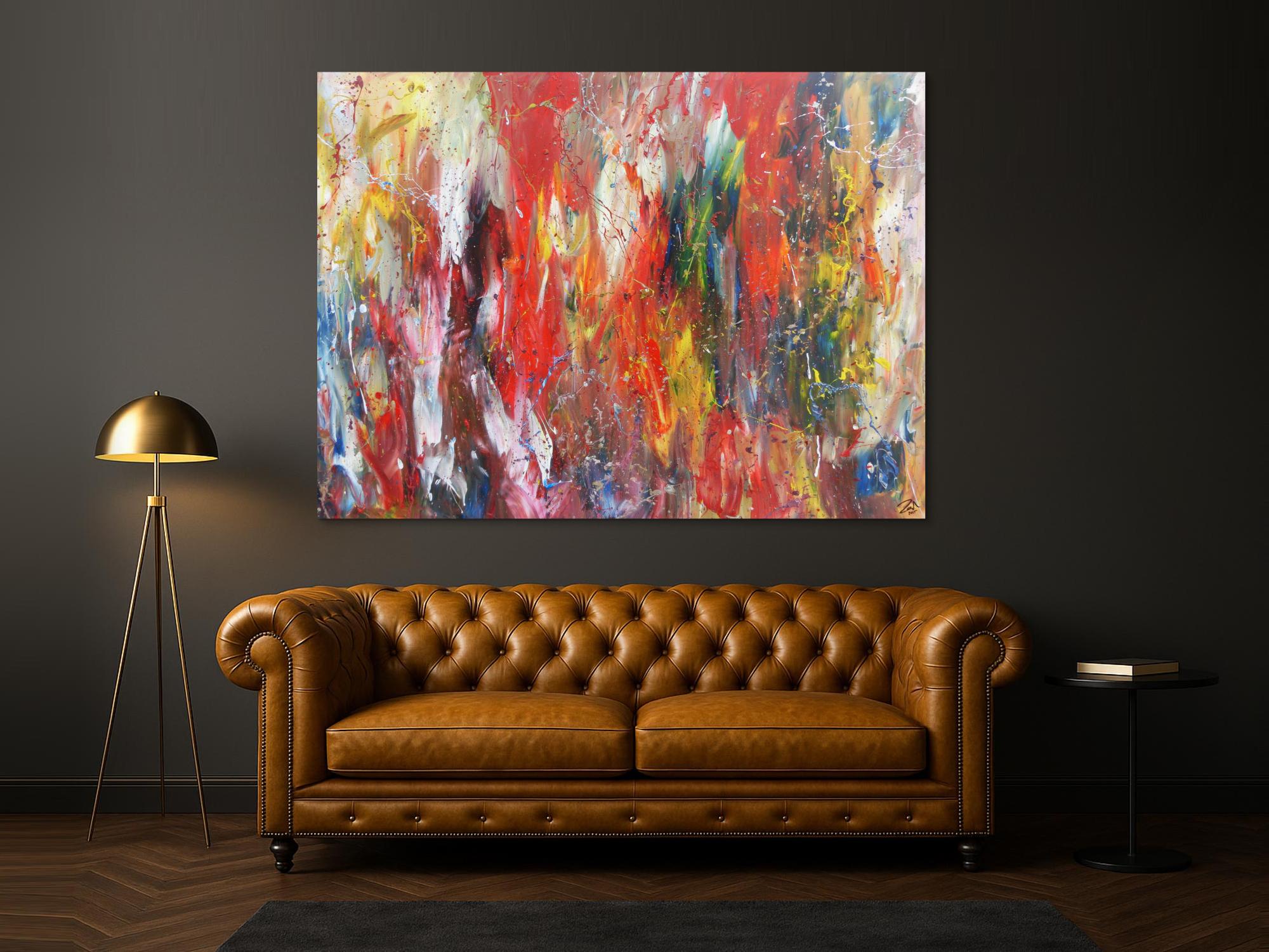 Abstraktes Acrylbild bunt modern viele Farben