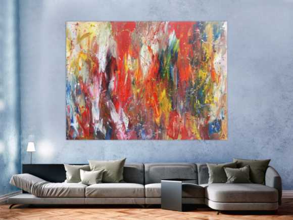 Abstraktes Acrylbild bunt modern viele Farben