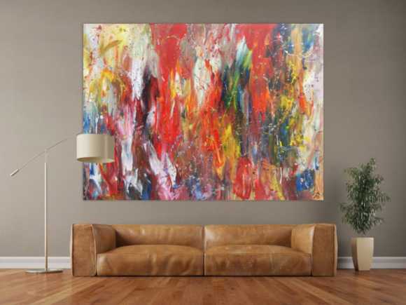 Abstraktes Acrylbild bunt modern viele Farben