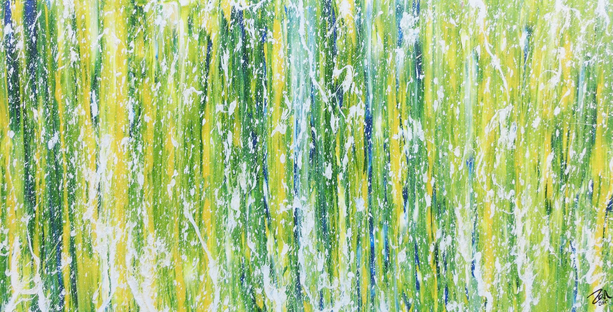 Modernes Acrylgemälde abstrakt in grün schlicht