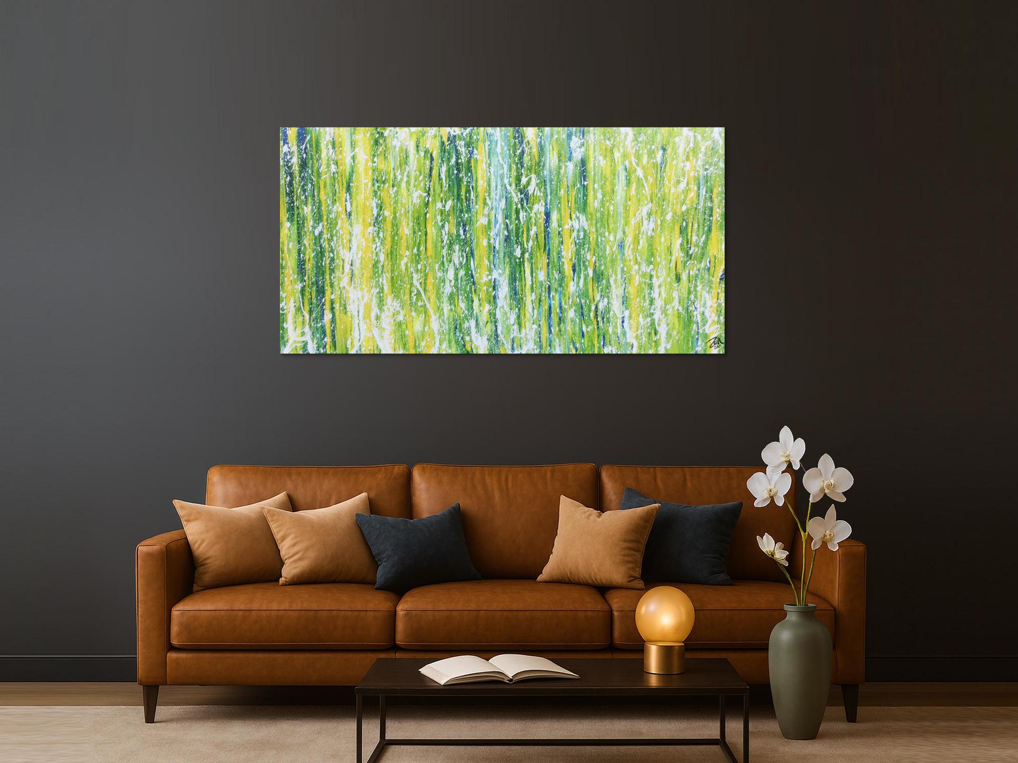 Modernes Acrylgemälde abstrakt in grün schlicht