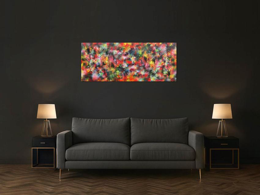 Modernes Acrylbild abstrakt bunt viele Farben