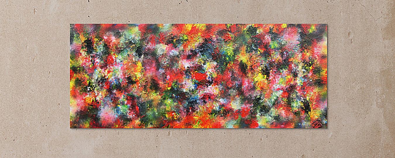 Abstraktes Kunstwerk in Rot und Orange