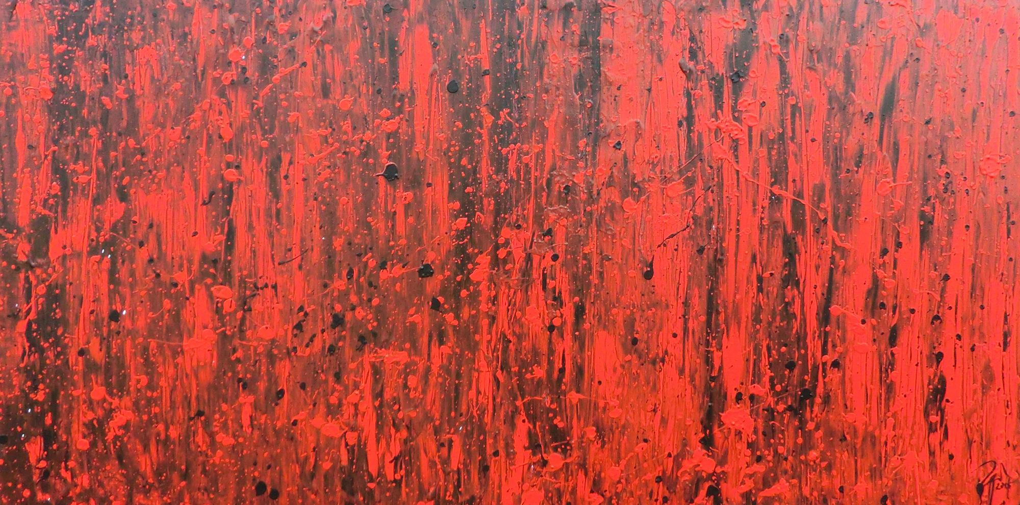 Abstraktes Acrylbild modern in rot und schwarz