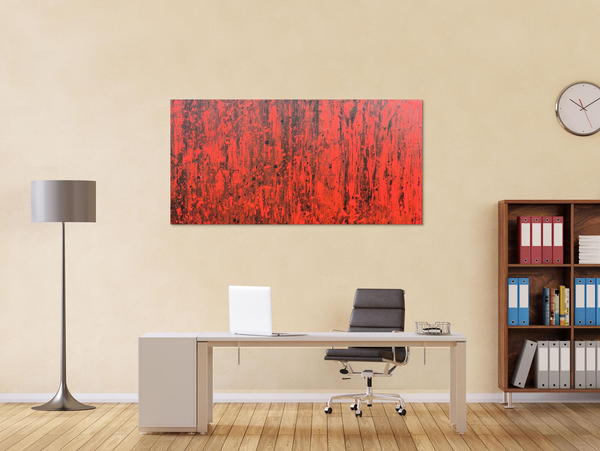 Abstraktes Acrylbild modern in rot und schwarz