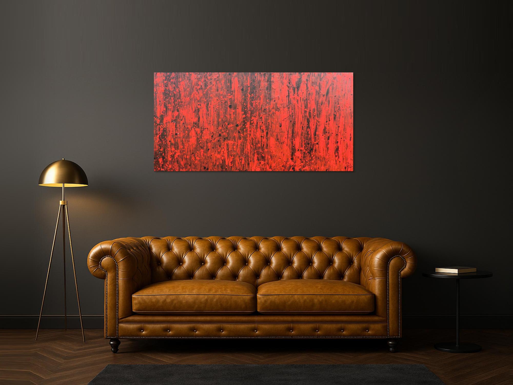 Abstraktes Acrylbild modern in rot und schwarz