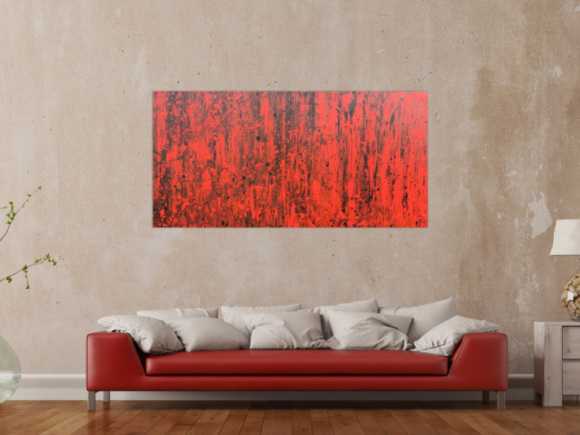 Abstraktes Acrylbild modern in rot und schwarz