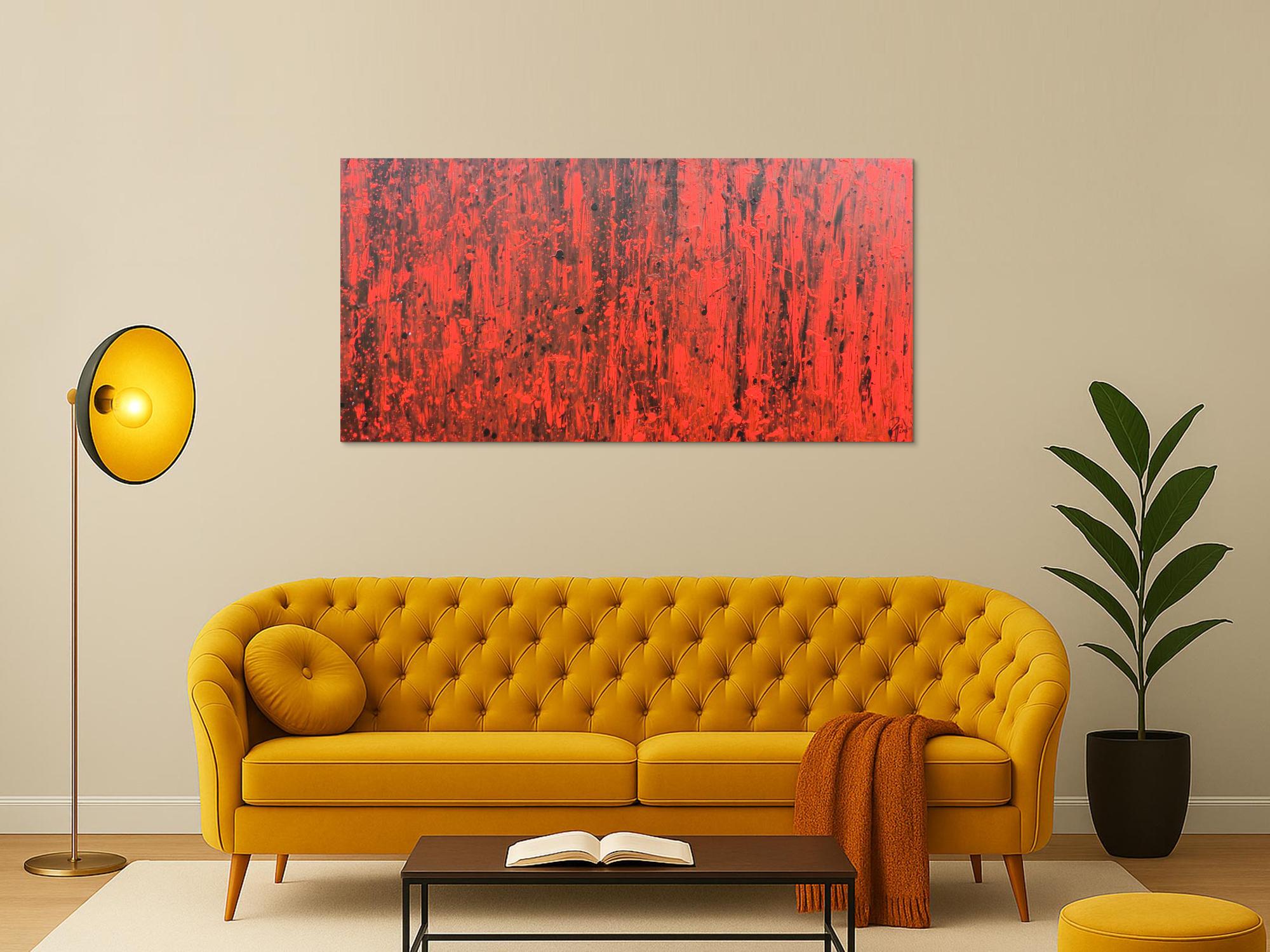 Abstraktes Acrylbild modern in rot und schwarz