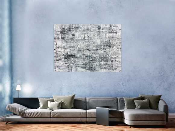 Schlichtes abstraktes Acrylbild in schwarz weiß grau