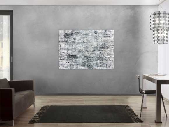 Schlichtes abstraktes Acrylbild in schwarz weiß grau