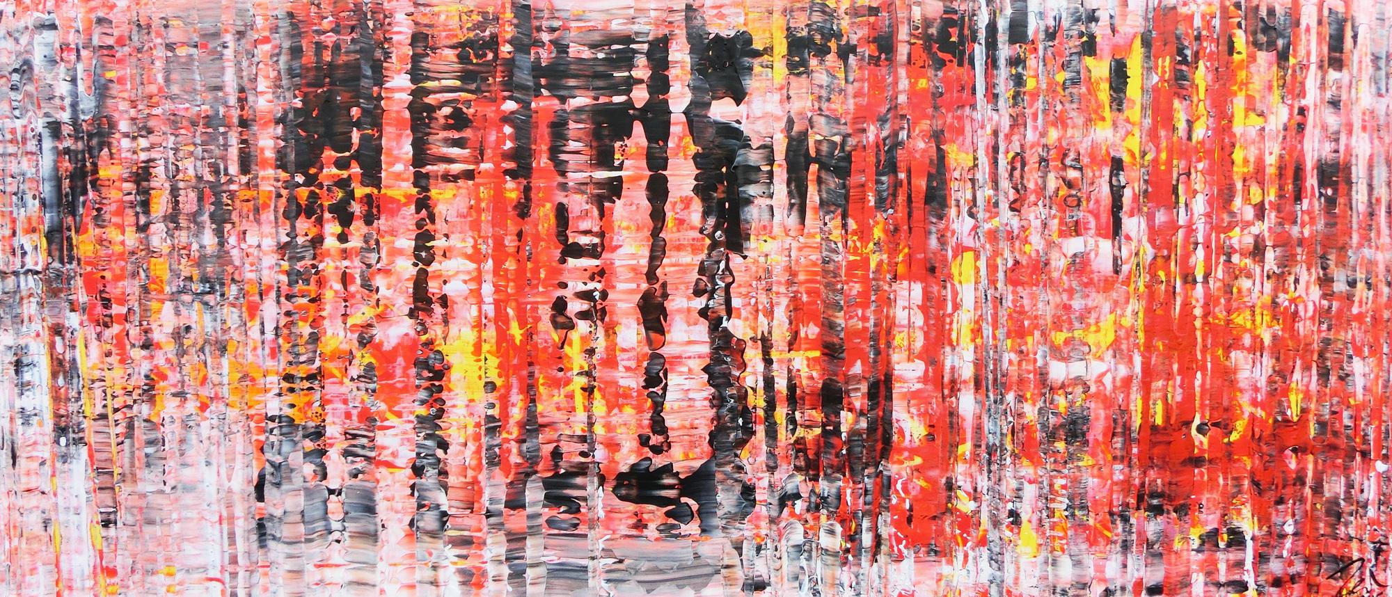 Abstraktes Acrylbil in rot orange modern zeitgenössisch