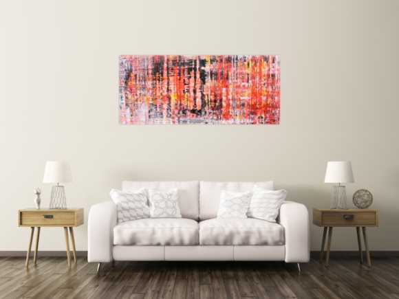 Abstraktes Acrylbil in rot orange modern zeitgenössisch