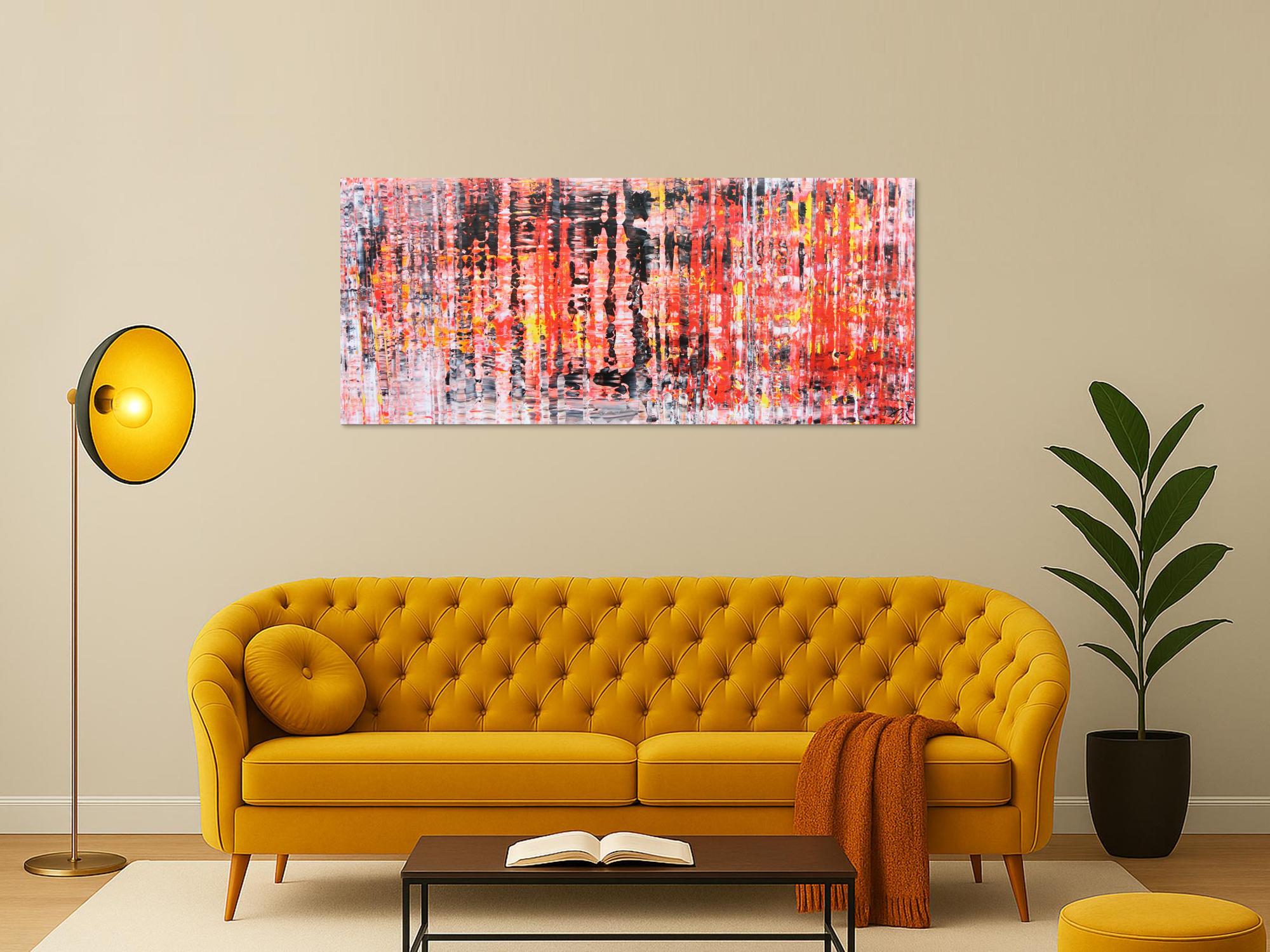 Abstraktes Acrylbil in rot orange modern zeitgenössisch