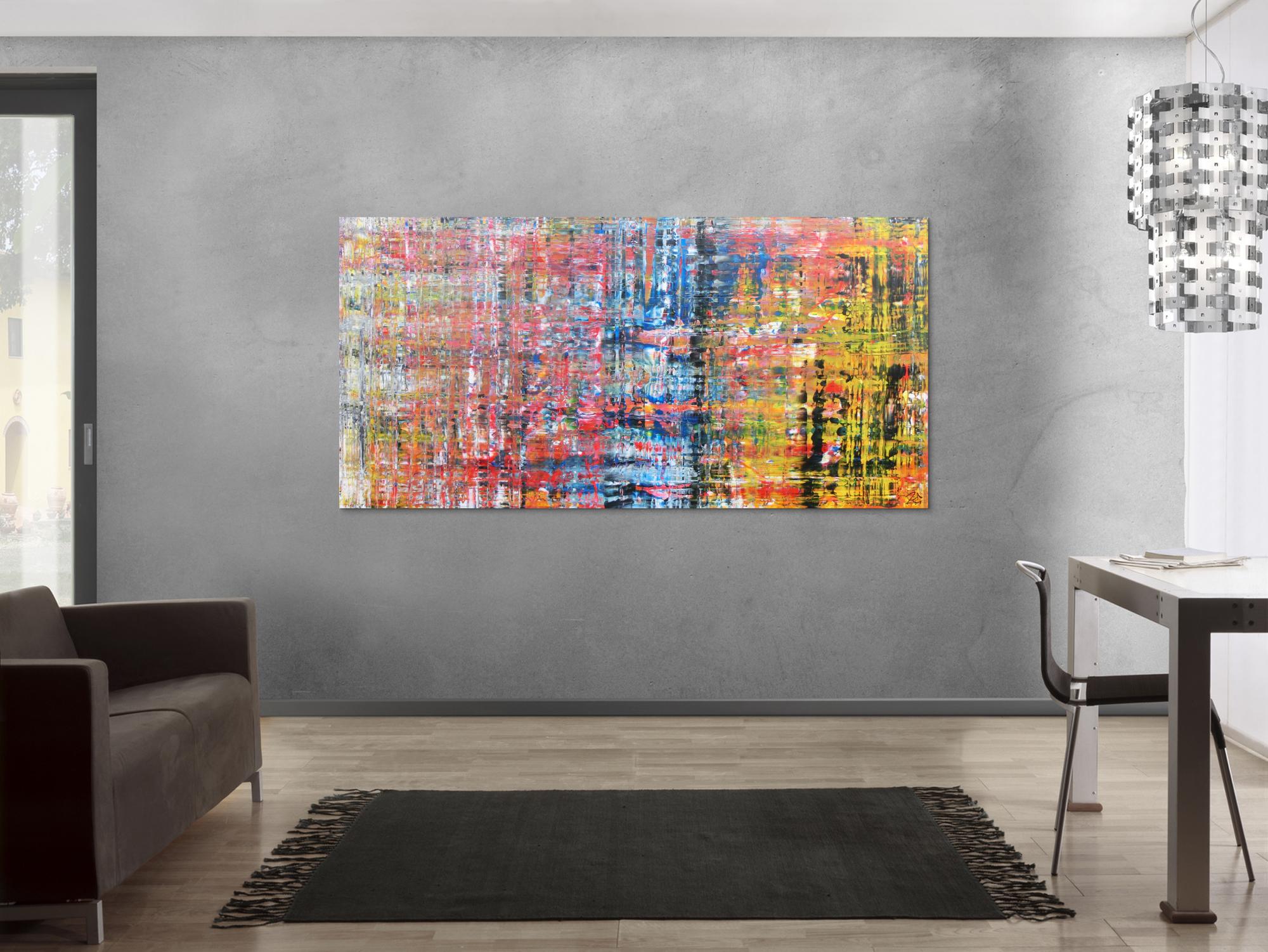 Buntes abstraktes Acrylbild modern mit vielen hellen Farben