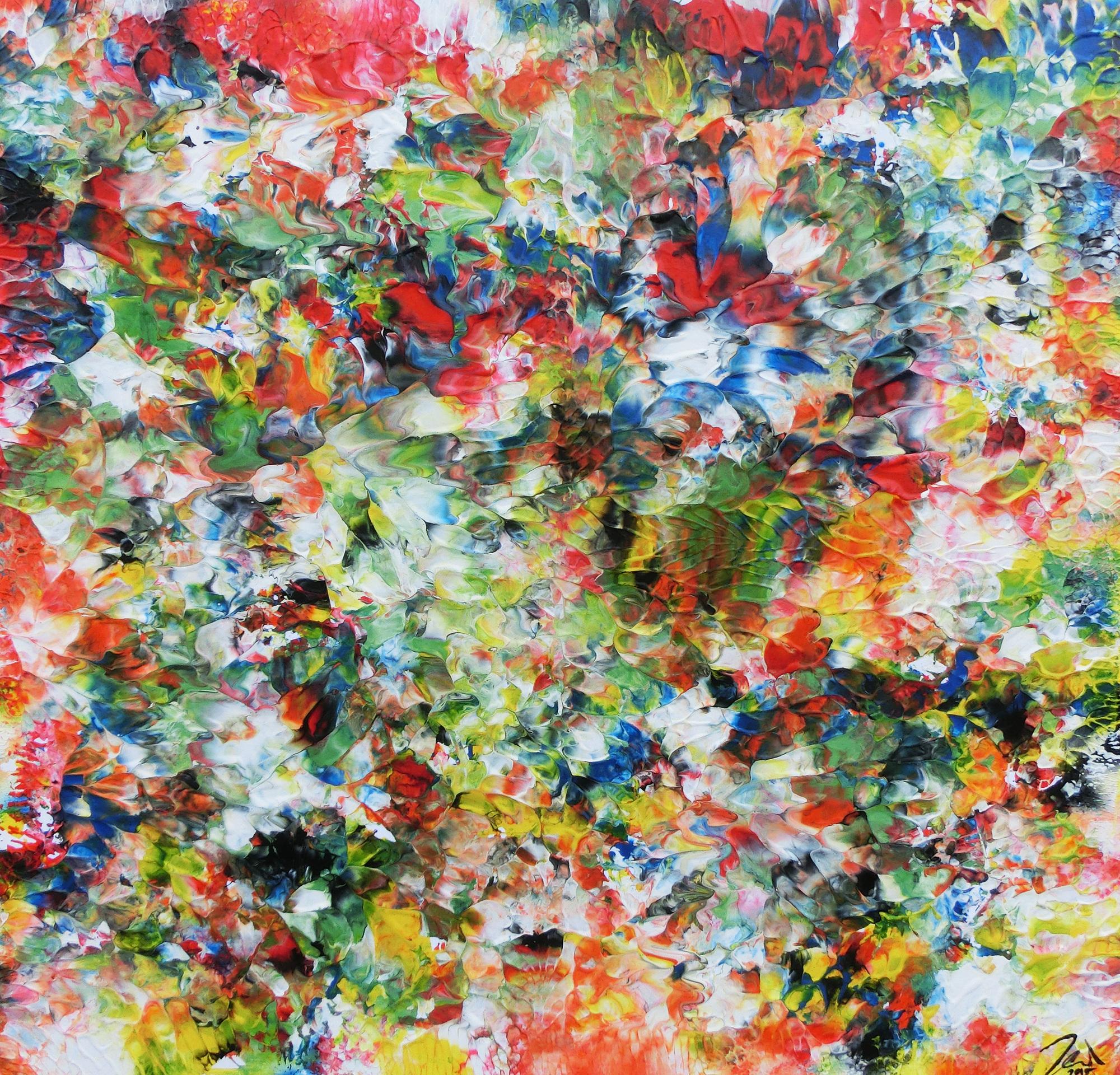 Sehr buntes abstraktes Acrylgemälde modern