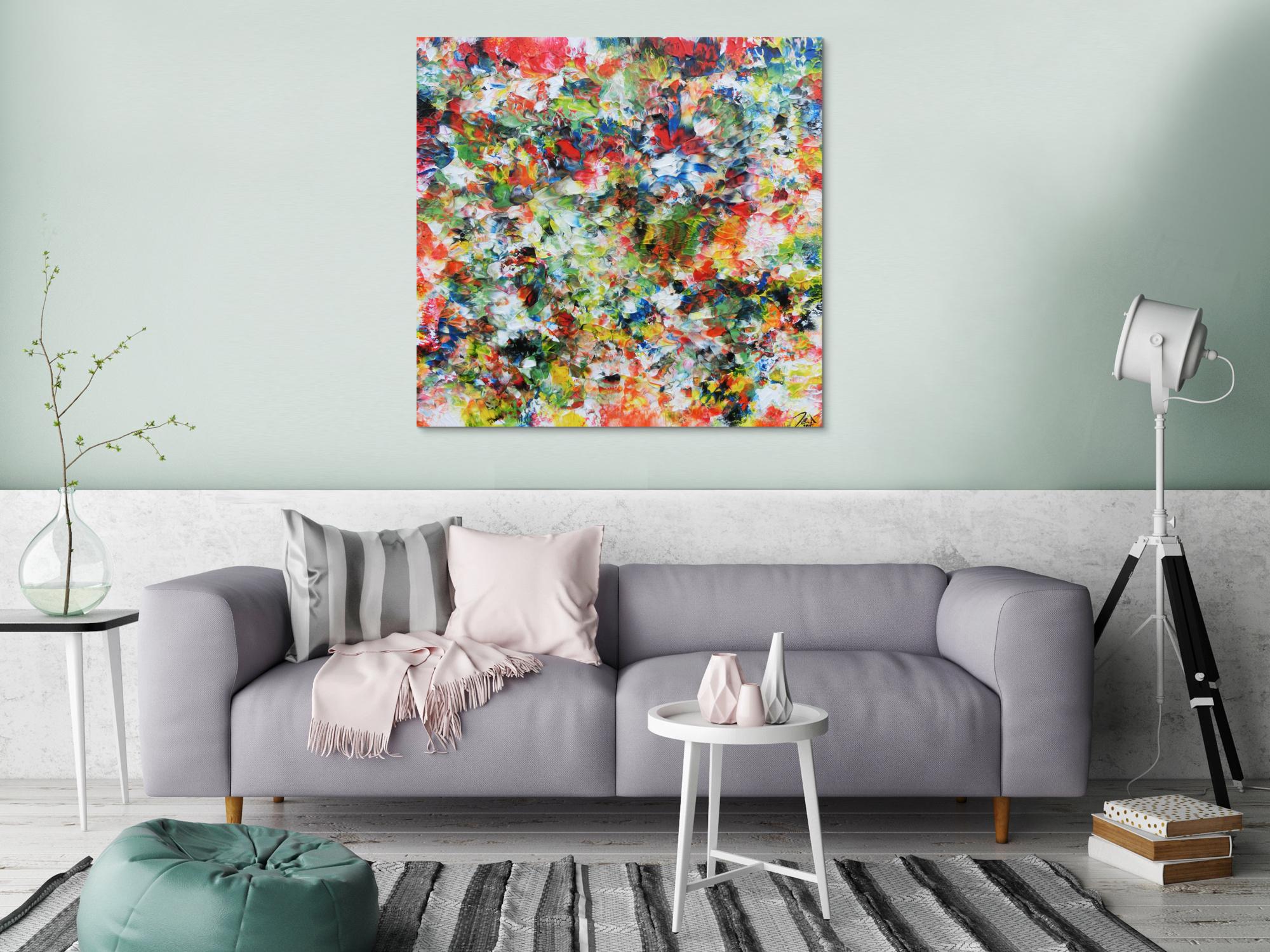 Sehr buntes abstraktes Acrylgemälde modern