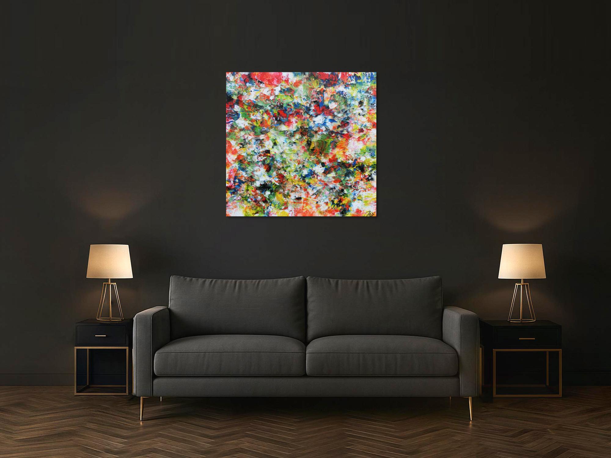 Sehr buntes abstraktes Acrylgemälde modern