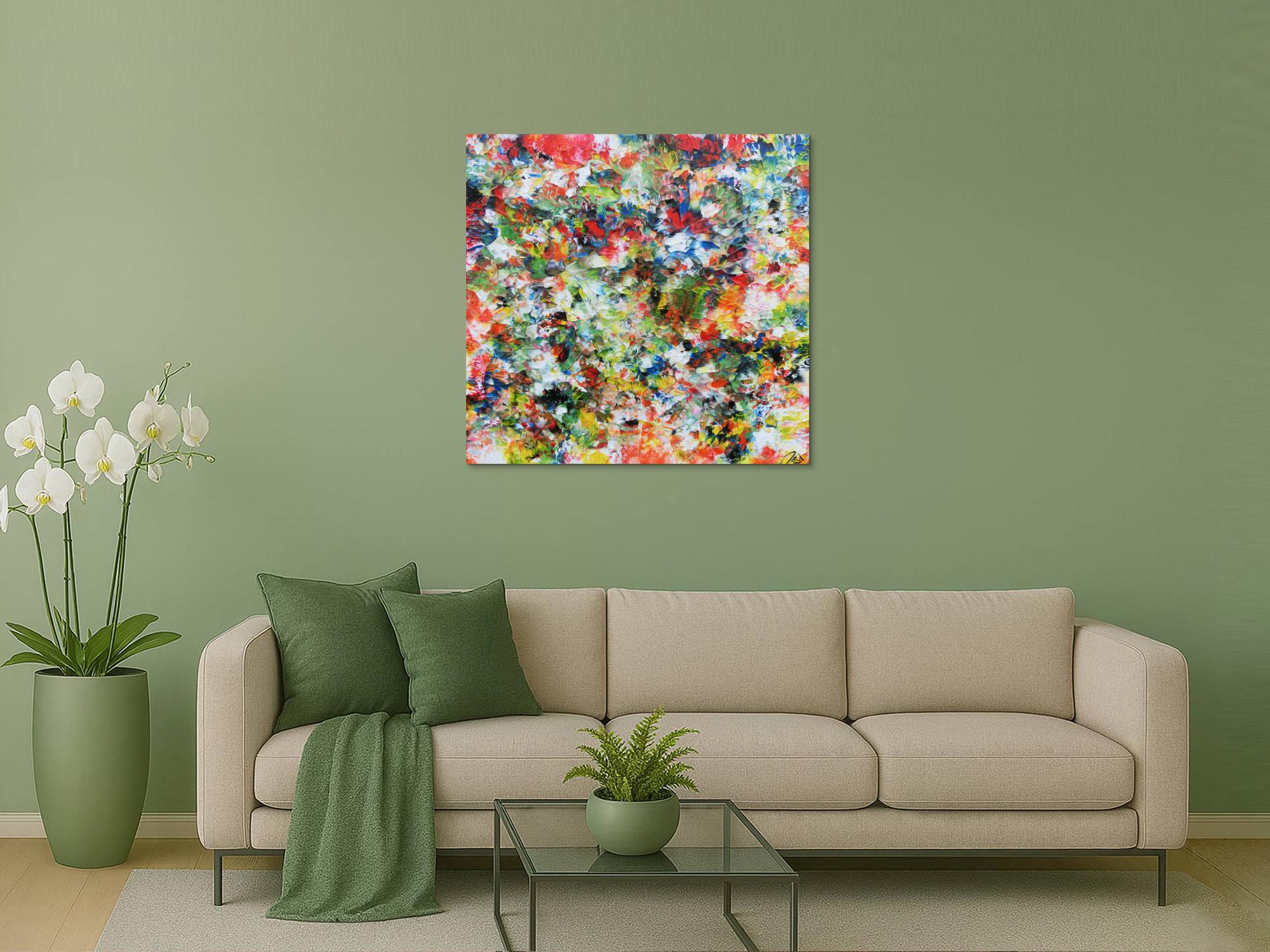 Sehr buntes abstraktes Acrylgemälde modern