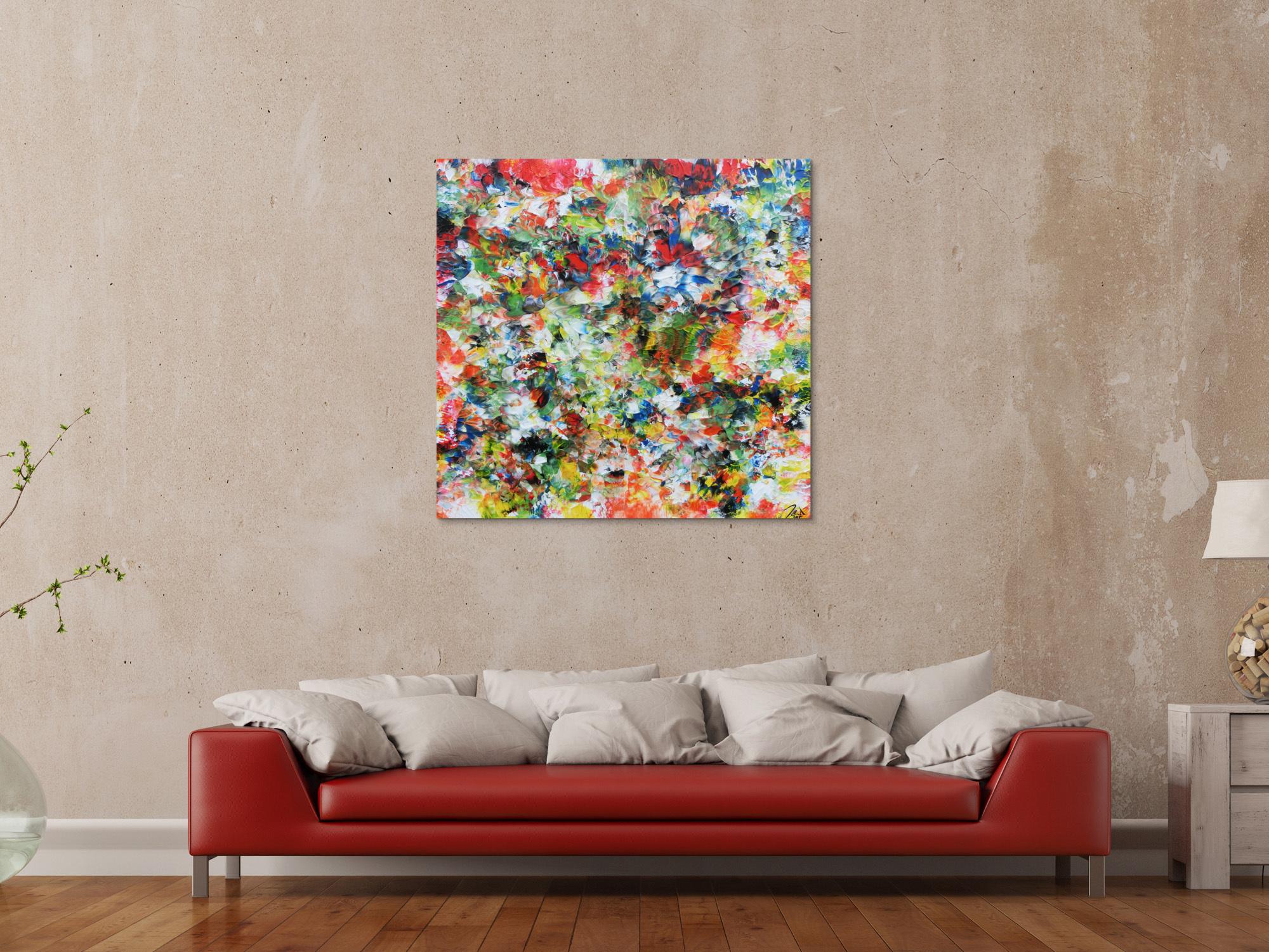 Sehr buntes abstraktes Acrylgemälde modern