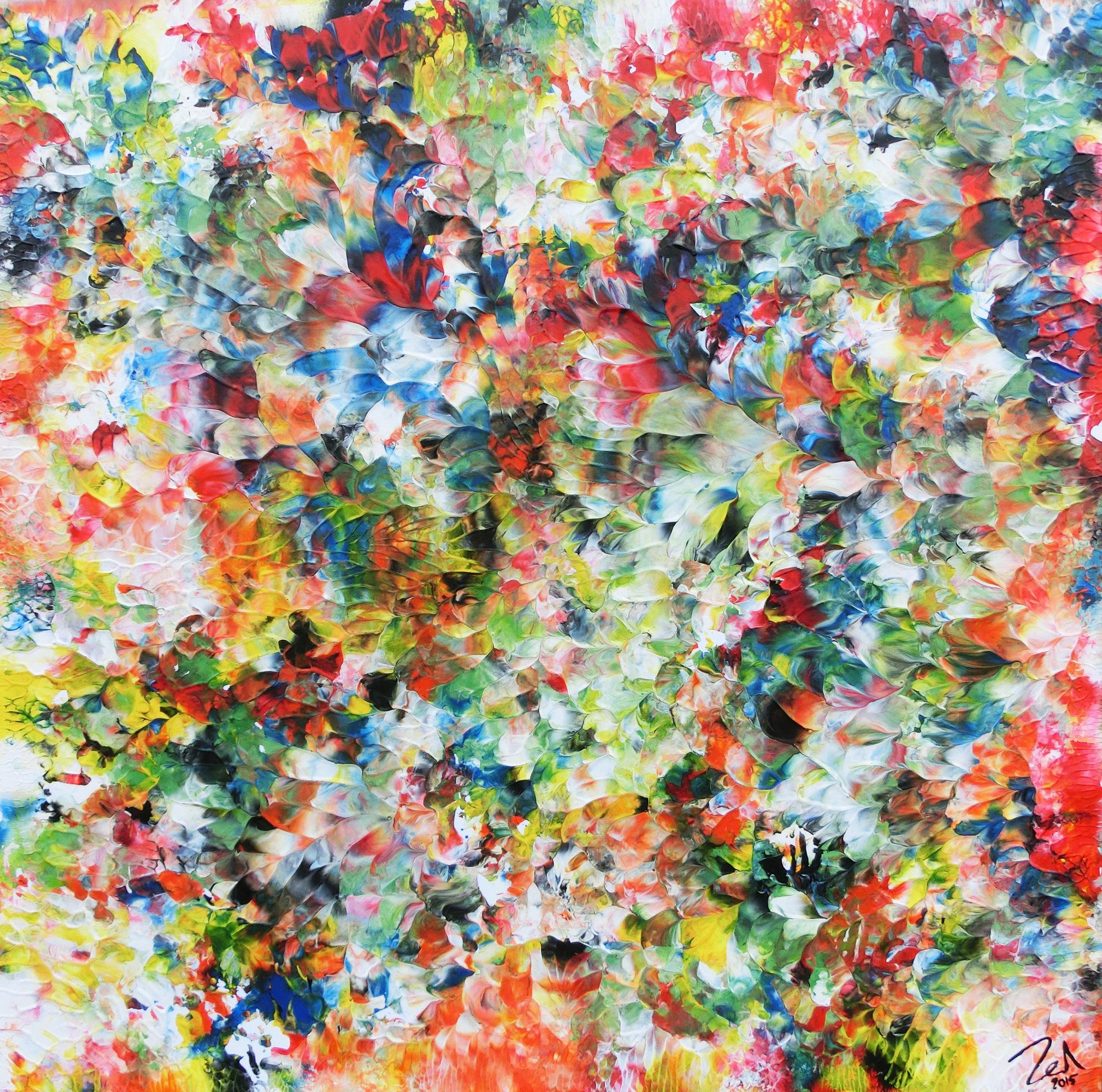 Modernes buntes abstraktes Acrylbild mit vielen Farben