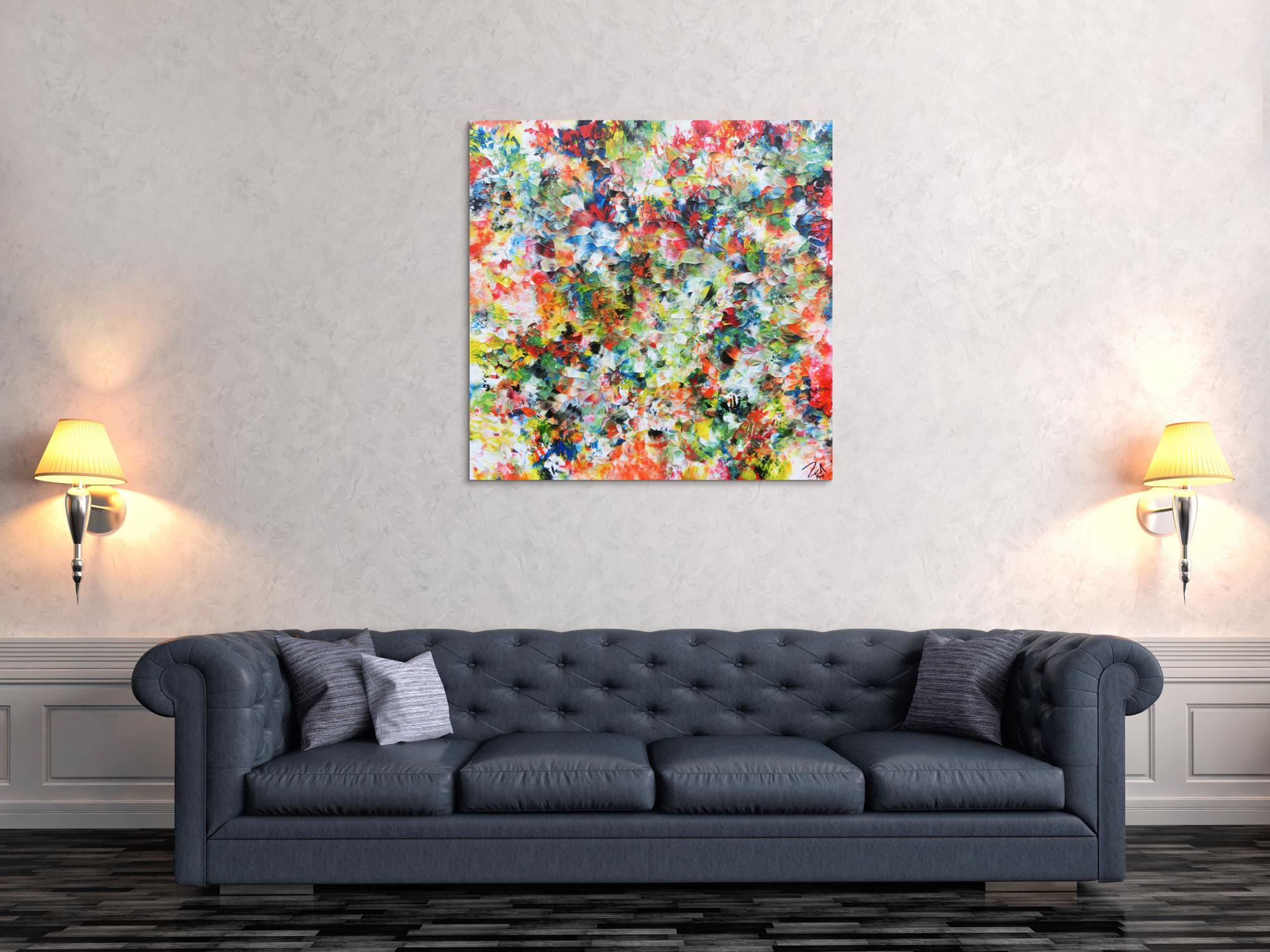 Modernes buntes abstraktes Acrylbild mit vielen Farben