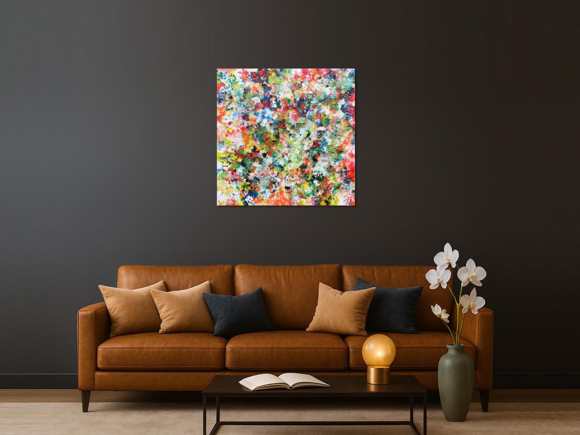 Modernes buntes abstraktes Acrylbild mit vielen Farben