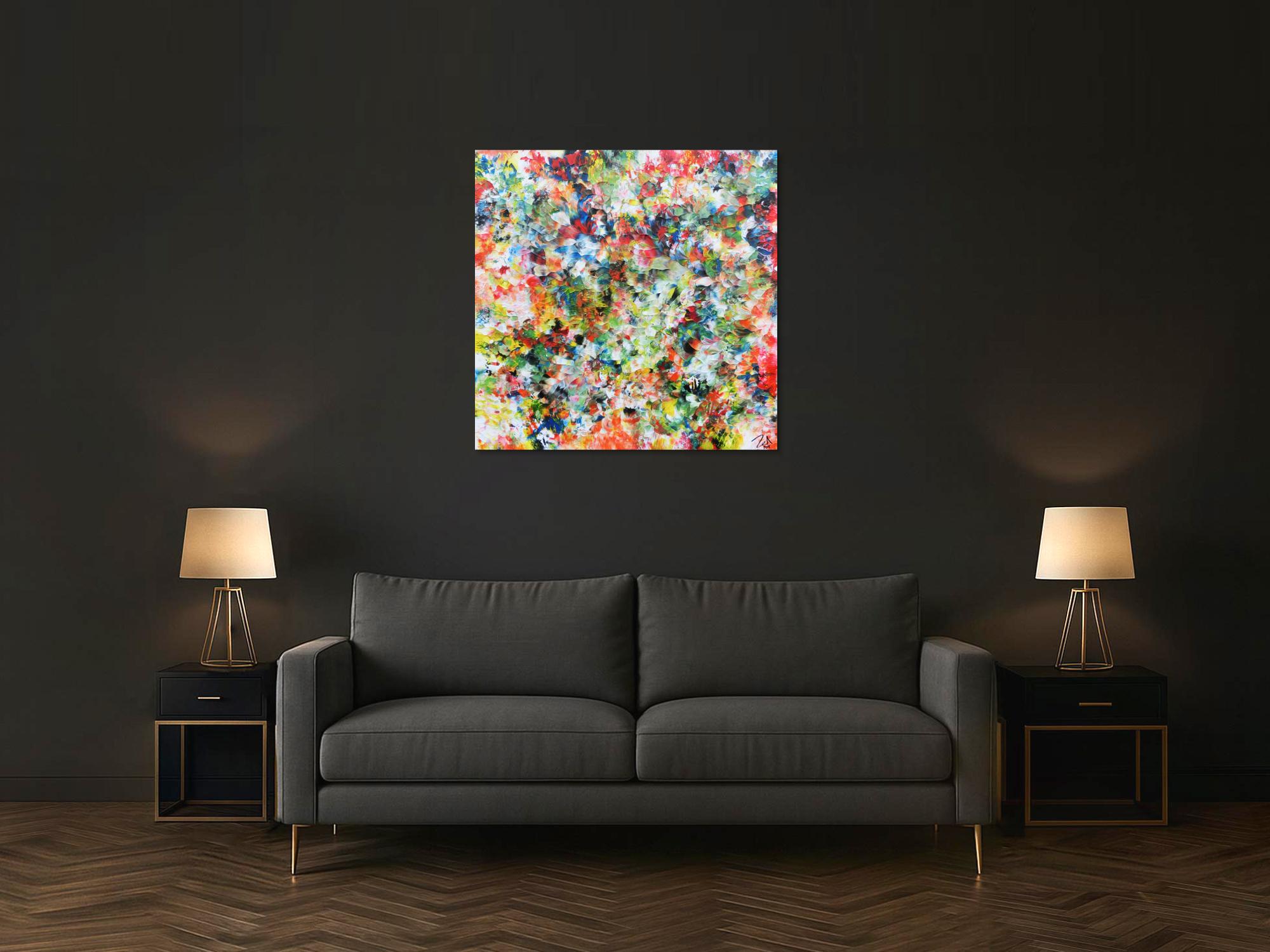 Modernes buntes abstraktes Acrylbild mit vielen Farben