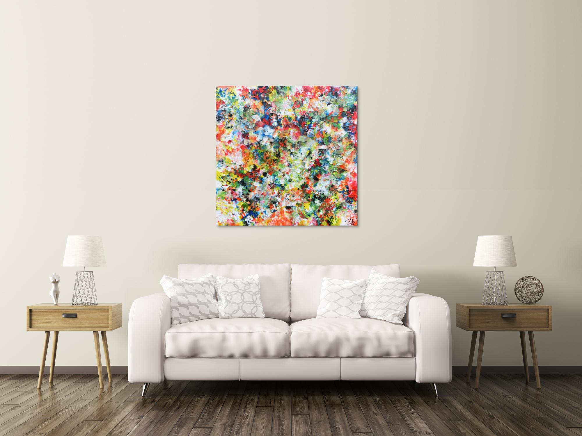 Modernes buntes abstraktes Acrylbild mit vielen Farben