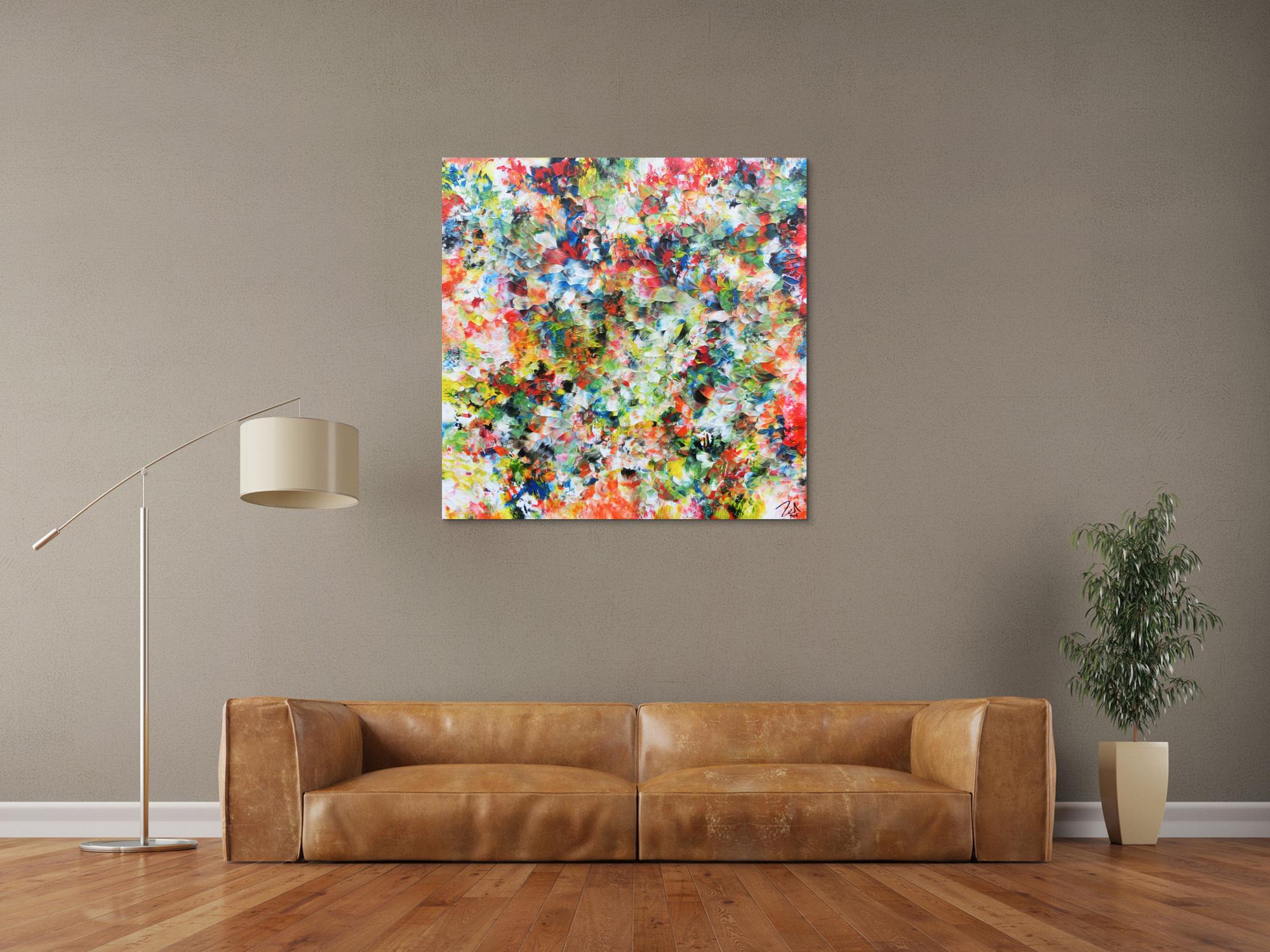 Modernes buntes abstraktes Acrylbild mit vielen Farben