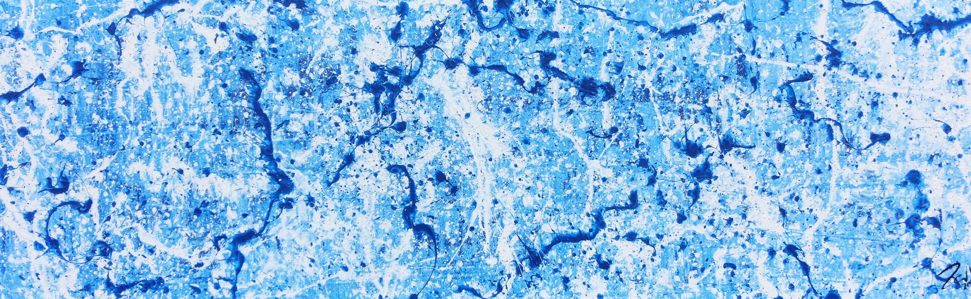 Abstraktes Acrylbild in hellblau modern und schlicht